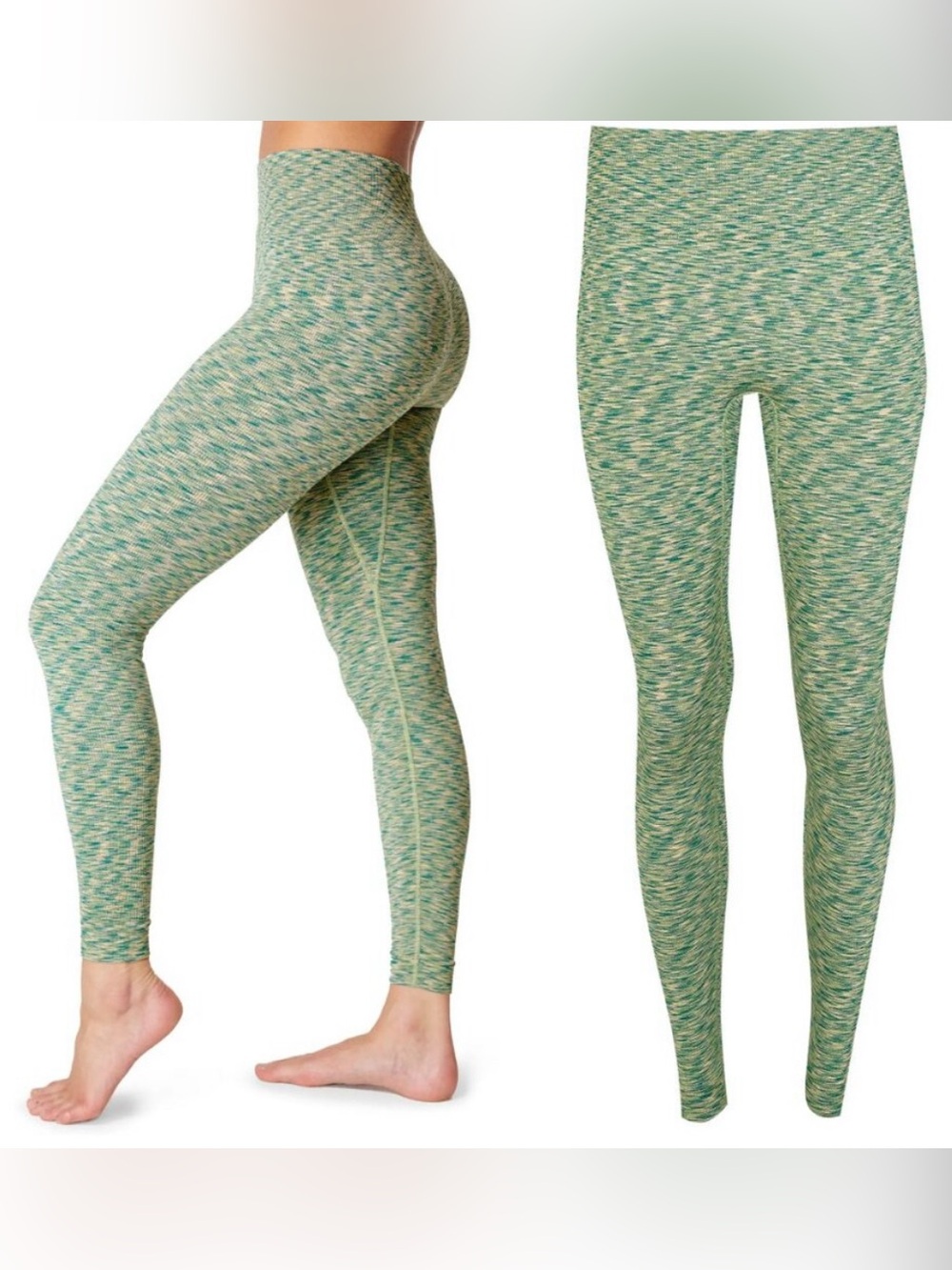Sweaty Betty High Waist Space Dye Leggings Terrain Green Size 8 EUC